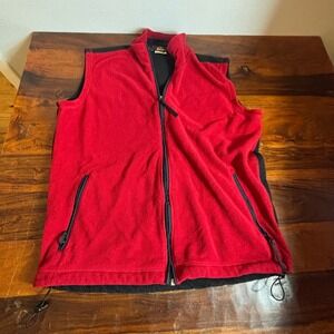 REI Vintage Polartec Fleece Vest Mens Medium Red Black‎ Full Zip Gorpcore Hiking